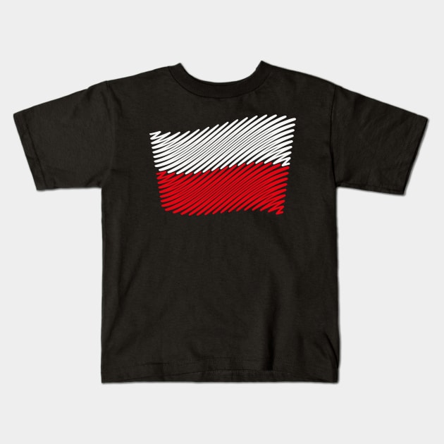 Poland Flag Scribble (White - Red) Kids T-Shirt by MrFaulbaum